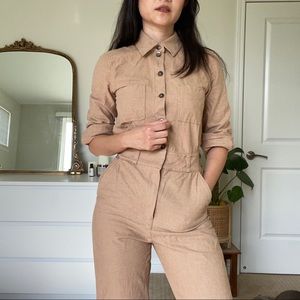 & other stories utility jumpsuit in tan
